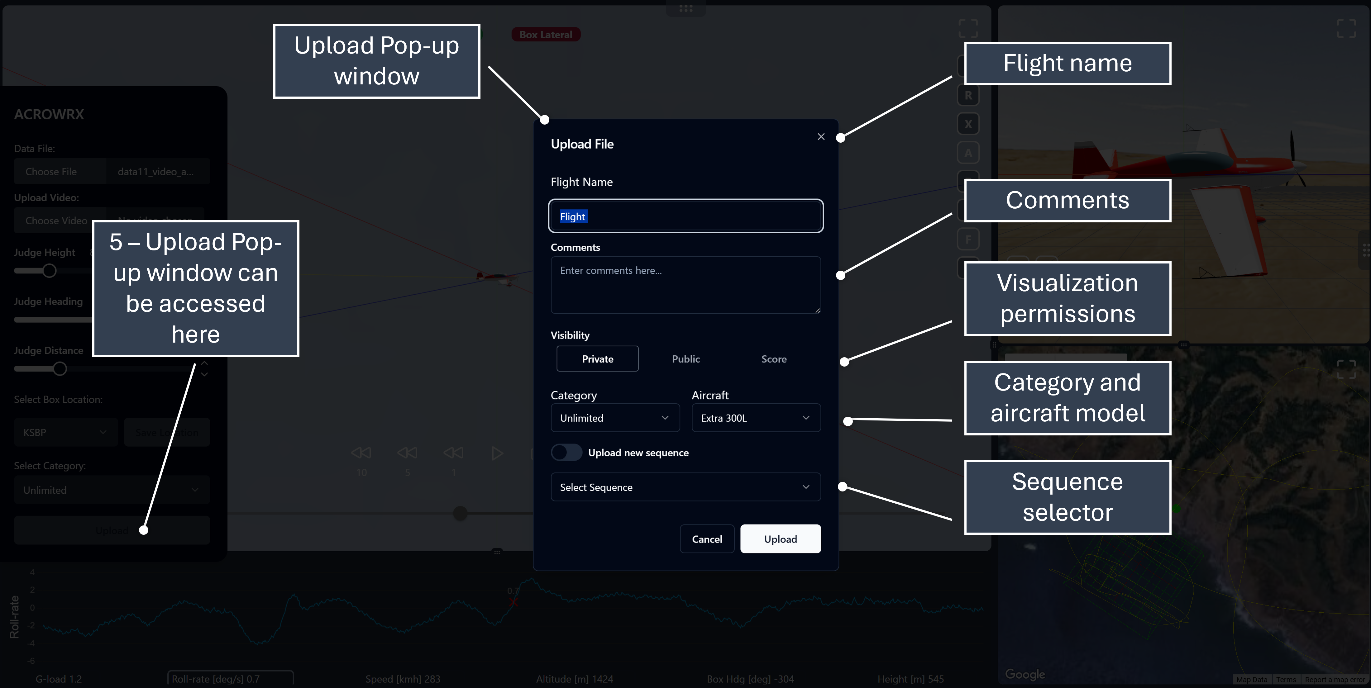 Upload pop-up window